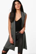 Boohoo Jennifer Sleeveless Duster Cardigan Grey