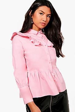 Boohoo Polly Ruffle Shoulder Shirt