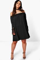 Boohoo Plus Julia Bandeau Lace Choker Dress Black