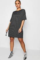 Boohoo Plus Helen Striped T Shirt Dress
