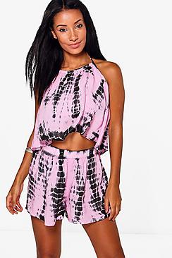 Boohoo Sarah Tie Dye Halterneck Beach Co-ord