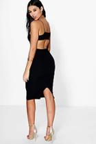 Boohoo Ania Square Neck Wide Back Strap Midi Dress