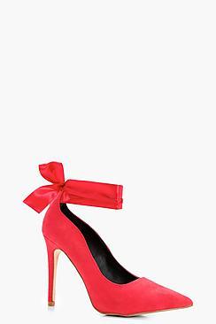 Boohoo Laila Pointed Toe Bow Trim Court Shoes