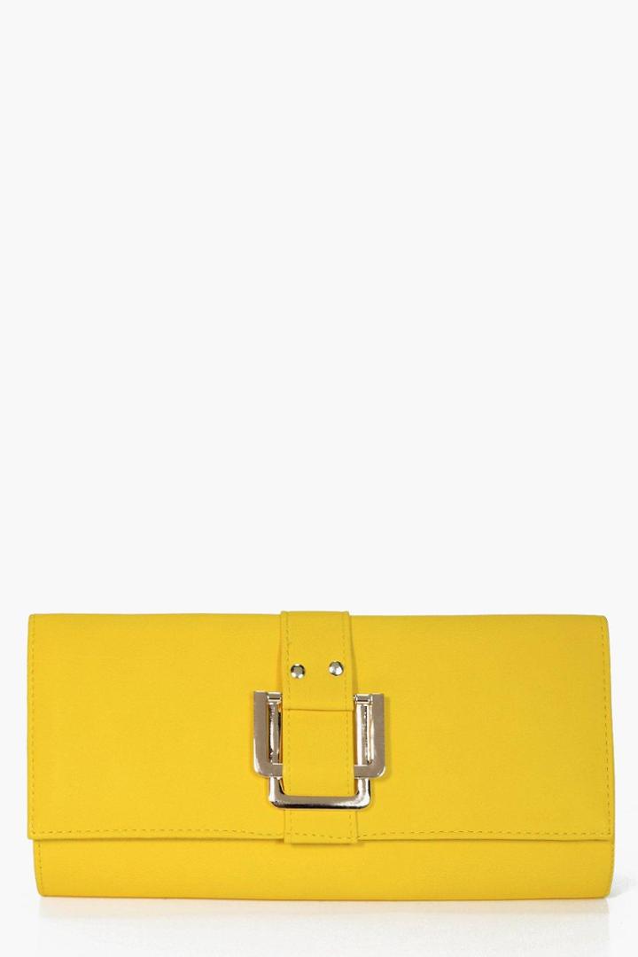 Boohoo Alexis Double Square Fitting Clutch Bag Yellow