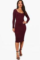 Boohoo Arielle Square Neck Long Sleeved Bodycon Dress