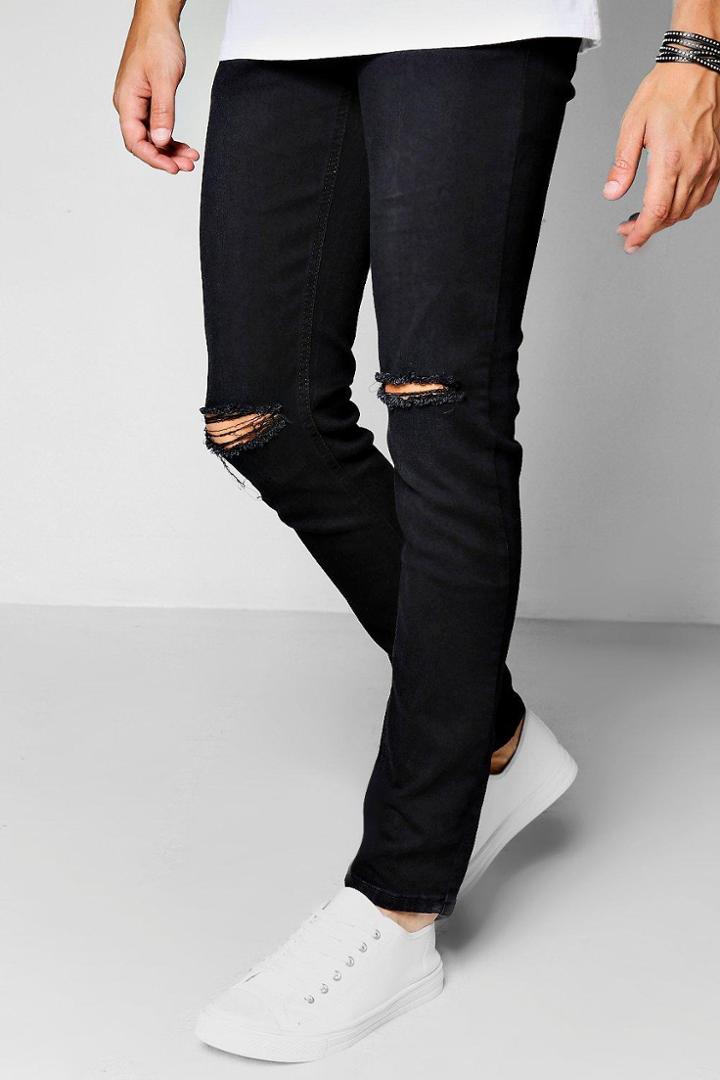 Boohoo Ripped Knee Skinny Jeans Black
