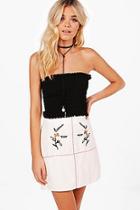 Boohoo Harlow Embroidered Front A Line Skirt