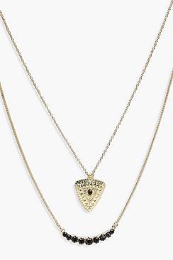 Boohoo Sophie Plaque And Bead Layered Necklace