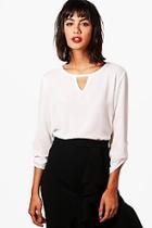 Boohoo Joanna Keyhole Chiffon Blouse