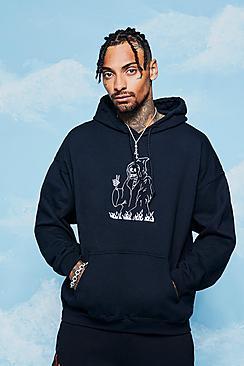 Boohoo Graffiti Print Oversized Hoodie