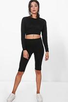 Boohoo Erin Fine Knit Crop Lounge Set