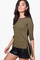 Boohoo Petite Faye Tie Side Rib D Ring Jumper