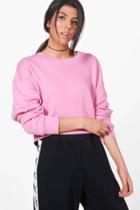 Boohoo Harriet Oversized Slouchy Crop Sweatshirt Pink