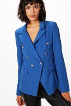 Boohoo Freya Military Style Blazer Cobalt