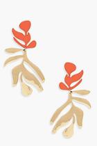 Boohoo Coral Contrast Abstract Leaf Earrings