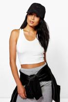 Boohoo Skye Racer Back Crop Cream