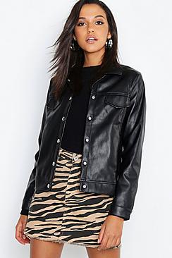 Boohoo Faux Leather Trucker Jacket