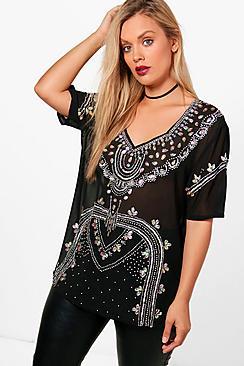 Boohoo Plus Georgie Sequin Shell Top
