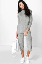 Boohoo Kirsty Side Split Jumper & Culotte Co-ord Set Grey