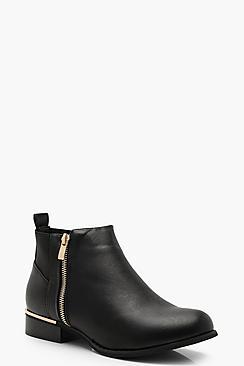 Boohoo Zip Side Elastic Chelsea Boots