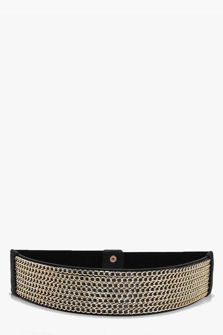 Boohoo Isabella Chainmail Statement Waist Belt Gold