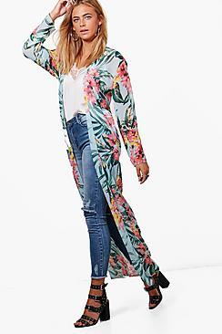 Boohoo Sophie Maxi Tropical Kimono