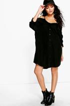 Boohoo Selena Cold Shoulder Collar Shirt Dress Black