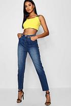 Boohoo High Waist Slim Seam Detail Mom Jeans