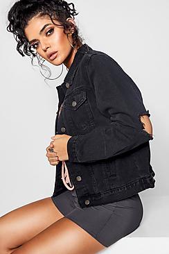 Boohoo Bella Black Oversize Denim Jacket
