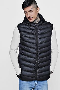 Boohoo Printed Gilet With Hood