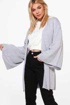 Boohoo Molly Wide Sleeve Kimono Cardigan Grey