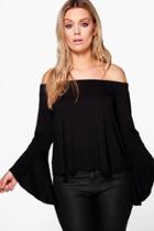 Boohoo Plus Heidi Off The Shoulder Dip Back Top Black