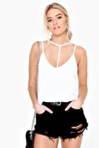 Boohoo Lexi Choker Harness Strappy Cami White