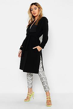 Boohoo Petite Wrap Longline Belted Light-weight Duster
