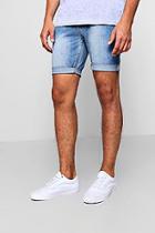 Boohoo Slim Fit Denim Short In Vintage Wash