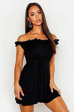 Boohoo Frill Detail Skater Jersey Dress