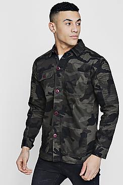 Boohoo Biker Detail Camo Field Jacket