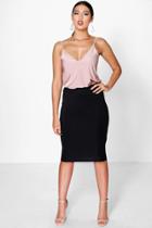 Boohoo Astria Basic Scuba Midi Skirt Black