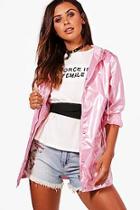 Boohoo Petite Sarah Metallic Rain Coat