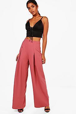 Boohoo Pleat Front Wide Leg Trouser