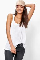 Boohoo Tall Nula Slub Extreme Racer Back Oversized Tank Top Cream