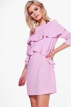 Boohoo Rylie Ruffle Front Shift Dress