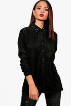 Boohoo Faye Studded Suedette Shirt