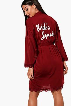 Boohoo Alexia Brides Squad Lace Detail Bridal Robe