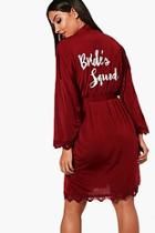 Boohoo Alexia Brides Squad Lace Detail Bridal Robe