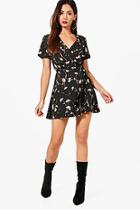 Boohoo Petite Tiffany Ditsy Floral Wrap Dress