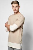 Boohoo Faux Layer 3/4 Sleeve T Shirt Taupe