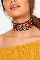 Boohoo Emily Floral Embroidered Choker