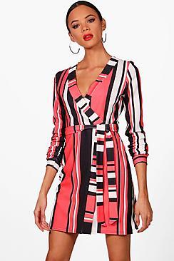 Boohoo Penelope Strap Wrap Tie Shift Dress