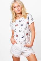 Boohoo Raya All Over Printed T-shirt White